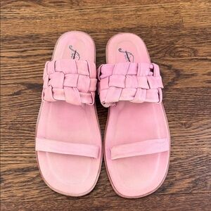 Free People Pink Braided Slide Sandals